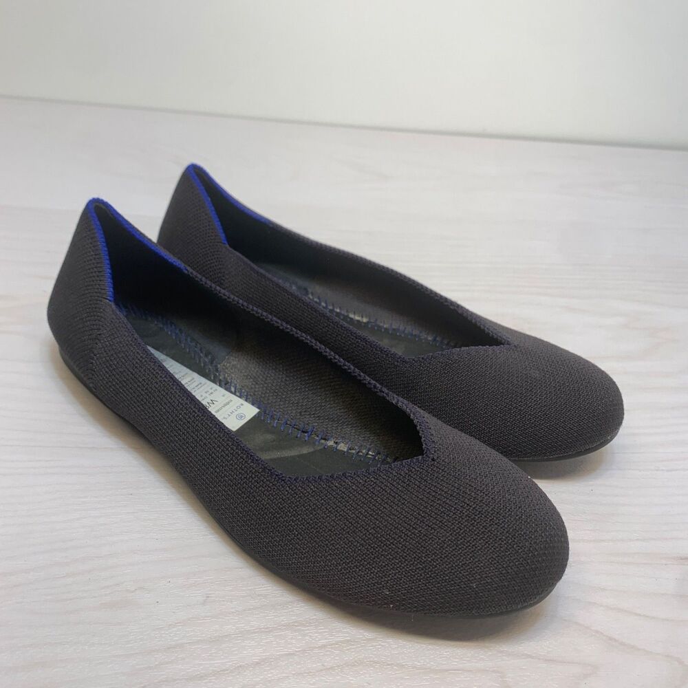 Rothy’s Women’s The Flat Classic Solid Black Slip-On Flats Size 8
